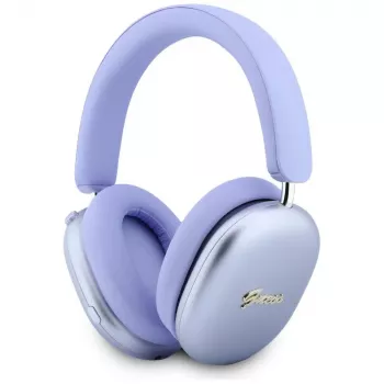 Guess GUE005825 on-ear-hörlurar, Bluetooth, Metallic Effect Metal Script Logo, ENC, lila