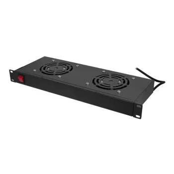 LogiLink FAU102B 19 inch-fläktenhet, 2 fläktar, med brytare, 1HE, svart
