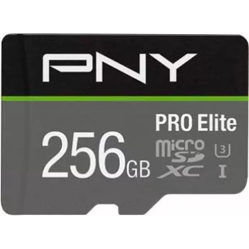 PNY PRO Elite P-SDU256V31100PRO-GE microSDXC-minneskort, 256 GB, UHS-I U3, A1, V30, med SD-adapter