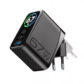 Cellularline TFT Multiport Charger 67 W snabbladdare, GaN, 2 x USB-C, 1 x USB-A