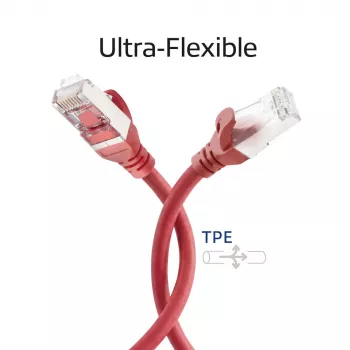 ACT FC2500 S/FTP CAT6A-patchkabel, 0,5 m, röd