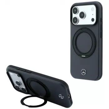 Mercedes Mer008869 Leather med Ring Stand MagSafe-skal för iPhone 18 Pro / 17 Pro, antracit