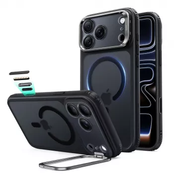 ESR Classic Hybrid Kickstand MagSafe-skal för iPhone 17 Pro Max / 18 Pro Max, Frosted Black