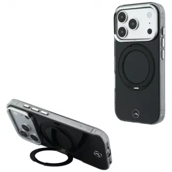 Mercedes Ring Stand Iconic Logo MagSafe-skal för iPhone 18 Pro Max / 17 Pro Max, svart
