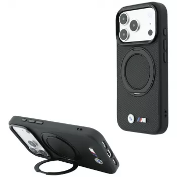 BMW BMW001325 skal för iPhone 18 Pro Max / 17 Pro Max, Kevlar Ring Stand 360, MagSafe, svart