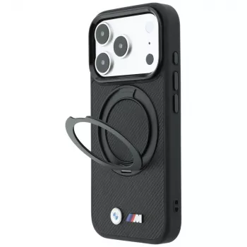 BMW BMW001325 skal för iPhone 18 Pro Max / 17 Pro Max, Kevlar Ring Stand 360, MagSafe, svart