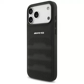 Mercedes AMG00117 skal för iPhone 18 Pro Max / 17 Pro Max, AMG Leather Debossed Lines Logo, svart