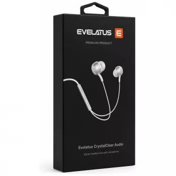 Evelatus Crystal Clear Audio CCAV-3.5WH hörlurar med 3,5 mm teleplugg och mikrofon, vit