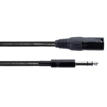 Cordial EM 0,5 MV XLR-anslutningskabel [1x XLR-kontakt 3-polig – 1x teleplugg 6,3 mm (stereo)], 0,50 m, svart