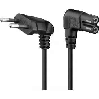Goobay CEE 7/16 typ C – C7 strömkabel, vinklade kontakter, 1,5 m, svart