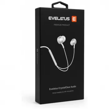 Evelatus Crystal Clear Audio CCAV-TC-WH hörlurar med Type-C-anslutning och mikrofon, vita