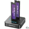 Qoltec 52633 M.2 NVMe SSD-dockningsstation, PCIe, 2 x 8TB, USB-C 3.2, 10 Gb/s, offline-kloning