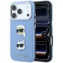 Karl Lagerfeld KF003247 Saffiano with Karl & Choupette Heads Pins & Logo case for iPhone 18 Pro / 17 Pro, light blue