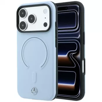 Mercedes Mer008840 Leather 3D MagSafe-skal för iPhone 18 Pro / 17 Pro, blå