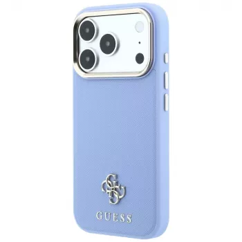 Guess GUE005536 Saffiano Small 4G & Classic Logo MagSafe-skal för iPhone 18 Pro Max / 17 Pro Max, ljusblå