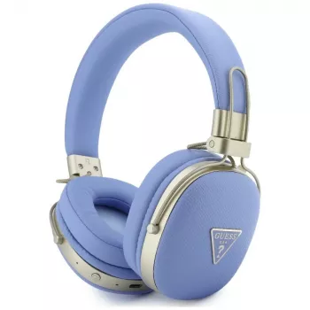 Guess Grained Triangle Gold Logo Bluetooth ENC on-ear-hörlurar, blå