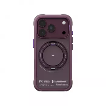 Skinarma Atlas skal med MagSafe och roterbart stöd för iPhone 18 Pro / 17 Pro, bordeaux