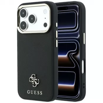 Guess Saffiano Small 4G & Classic Logo MagSafe skal för iPhone 18 Pro / 17 Pro, svart