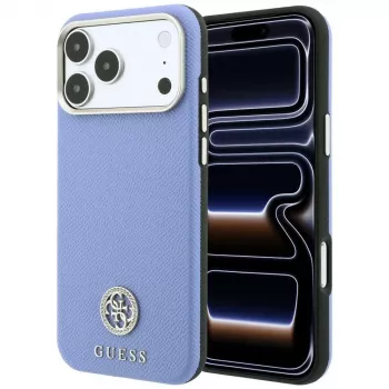 Guess Grained Round Strass Logo MagSafe skal för iPhone 18 Pro Max / 17 Pro Max, blå