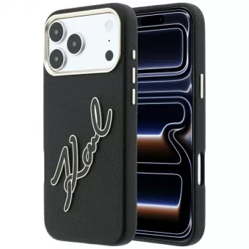 Karl Lagerfeld KF003312 Smooth Big Resin Signature Logo skal för iPhone 18 Pro Max / 17 Pro Max, svart