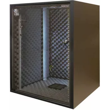 Silence Rack SRO156080B ljudisolerat 19-tums skåp, 15 HE, 1 SILENT-fläkt, 600x800 mm (BxD), glasdörr, svart