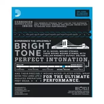 Daddario D'Addario EXL125 XL Nickel Round Wound strängar för elgitarr, 9-46