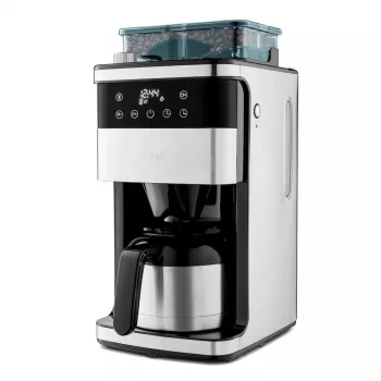 Medion MD 19911 filterkaffemaskin med kvarn, termoskanna, 1000 W, silver/svart