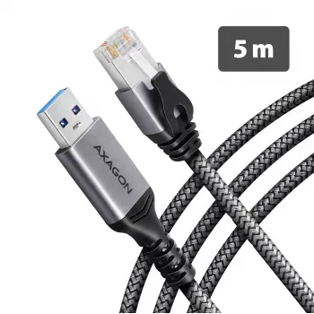 Goobay AXAGON ADE-AM50 USB-A Gigabit Ethernet-adapter med inbyggd 5 m CAT6-kabel, RJ-45