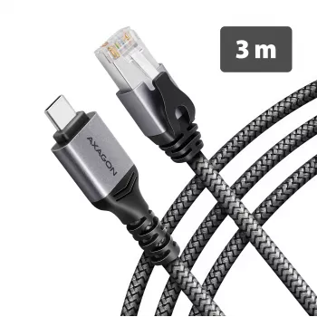 Goobay AXAGON ADE-CM30 USB-C Gigabit Ethernet-adapter med inbyggd 3 m CAT6-kabel, RJ-45
