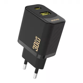 Dudao A27TEU PD 30W GaN-väggladdare, USB-A + USB-C, svart