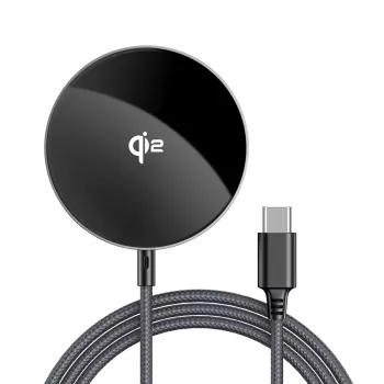 Acefast E24 Qi2 15W Magnetic Wireless Charger with 1.2 m USB-C Cable, Black