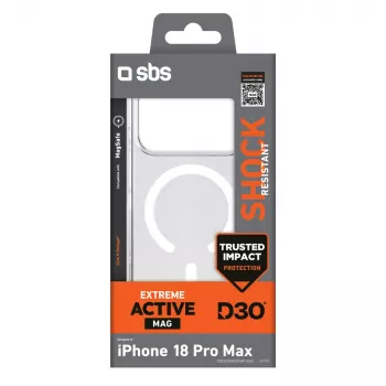 SBS D3O Active skal för iPhone 18 Pro Max / 17 Pro Max, MagSafe-kompatibelt, transparent