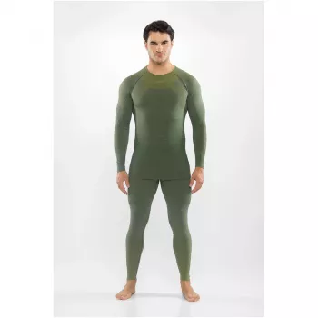 Viking Altis Man Set herr merinoull underställsset, mörkgrön, L