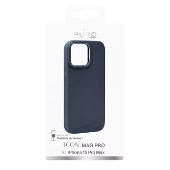 Puro Icon Mag Pro MagSafe silikonfodral för Apple iPhone 15 Pro Max, Dark Blue