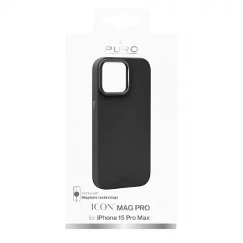 Puro Icon Mag Pro MagSafe silikonfodral för Apple iPhone 15 Pro Max, svart