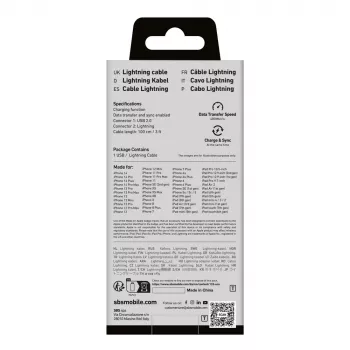 SBS TECABLEUSBIP589A USB-A till Lightning-kabel, 1 m, blå