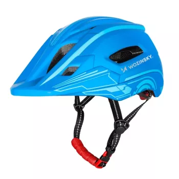 Wozinsky barncykelhjälm med heltäckande visir och USB-bakljus, storlek S (52-56 cm), blå
