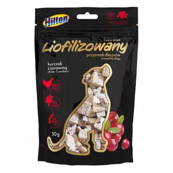 Hilton frystorkat hundgodis med kyckling och tranbär, 50 g