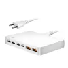 LogiLink PA0418 USB-A/C skrivbordsladdare, 100 W, GaN, 6 portar, 2x USB-A (QC), 4x USB-C (PD), vit