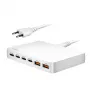 LogiLink PA0418 USB-A/C skrivbordsladdare, 100 W, GaN, 6 portar, 2x USB-A (QC), 4x USB-C (PD), vit