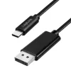 Logilink CUA0131 USB 3.2 Gen2 Type-C-kabel, C/M till DP/M, 8K/60 Hz, nylon, metall, svart, 2 m