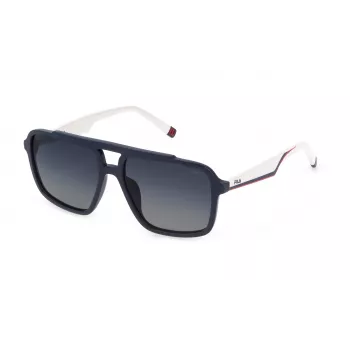 FILA SFI460-57D82P Unisex Sunglasses, Black Frame, Grey Polarized Lens, 57mm