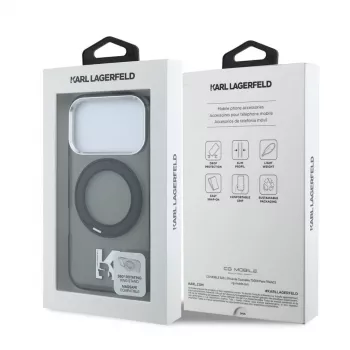 Karl Lagerfeld IML Ring Stand 360 Kameo Metal MagSafe Case for iPhone 18 Pro Max / 17 Pro Max - Black