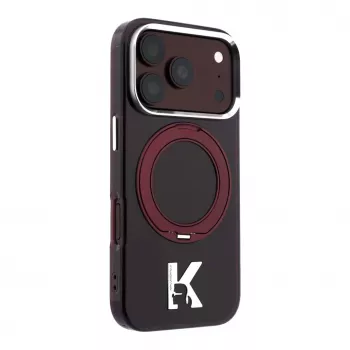 Karl Lagerfeld IML Ring Stand 360 Kameo Metal MagSafe Case for iPhone 18 Pro Max / 17 Pro Max Burgundy