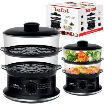 Tefal Convenient VC140135 Steam Cooker, 2 Baskets, 6 L, 900 W, Black