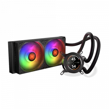 240 mm AIO CPU liquid cooler KRUX HydroGlance 240 ARGB LCD — 240 mm radiator, ARGB lighting, LCD display